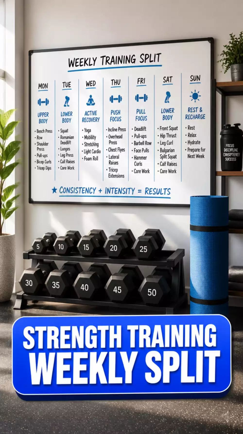 Strength Training Weekly Split for Beginners That Allows Recovery