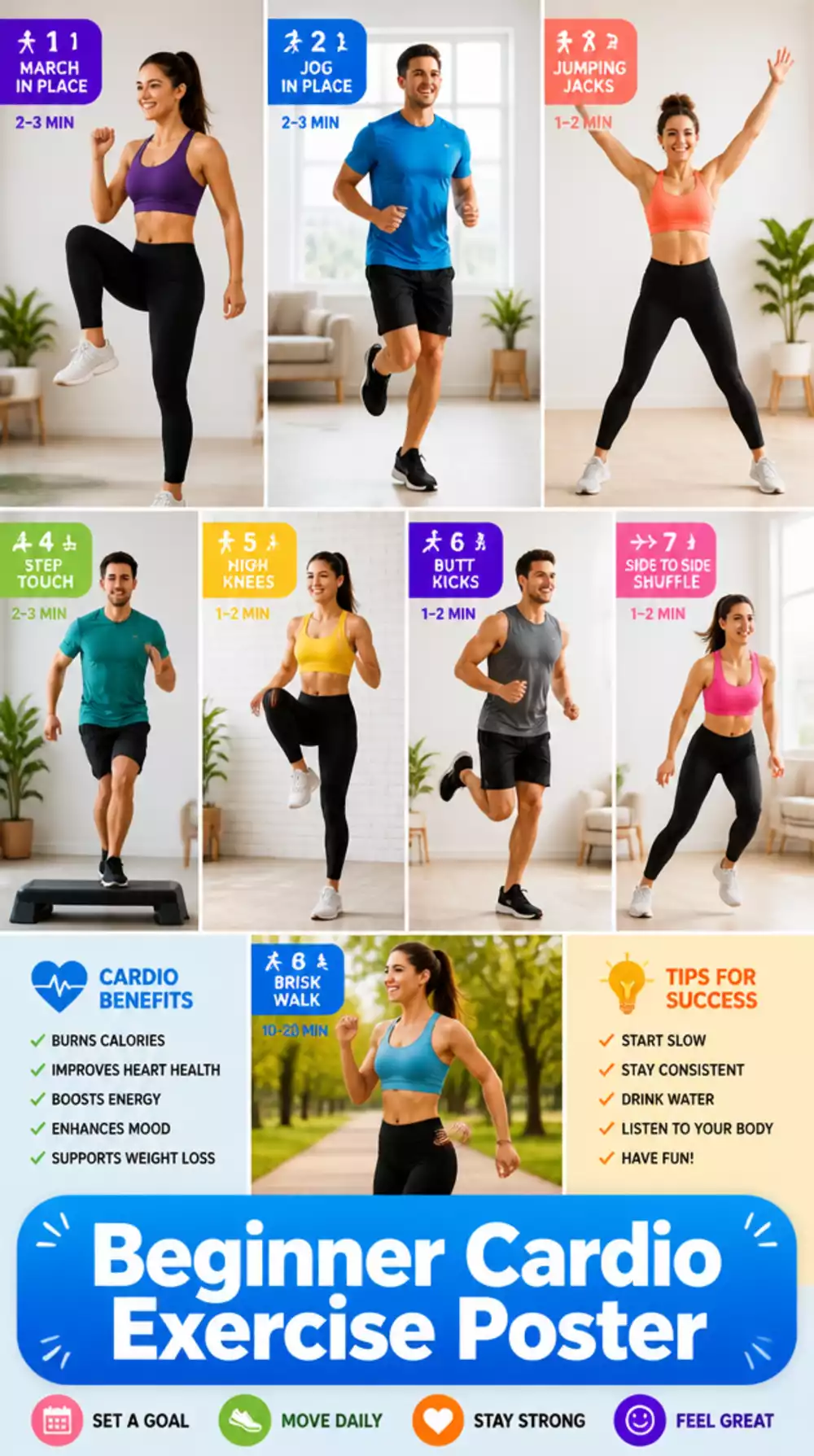 The Beginner Cardio Poster That Shows Every Fat-Burning Move Clearly
