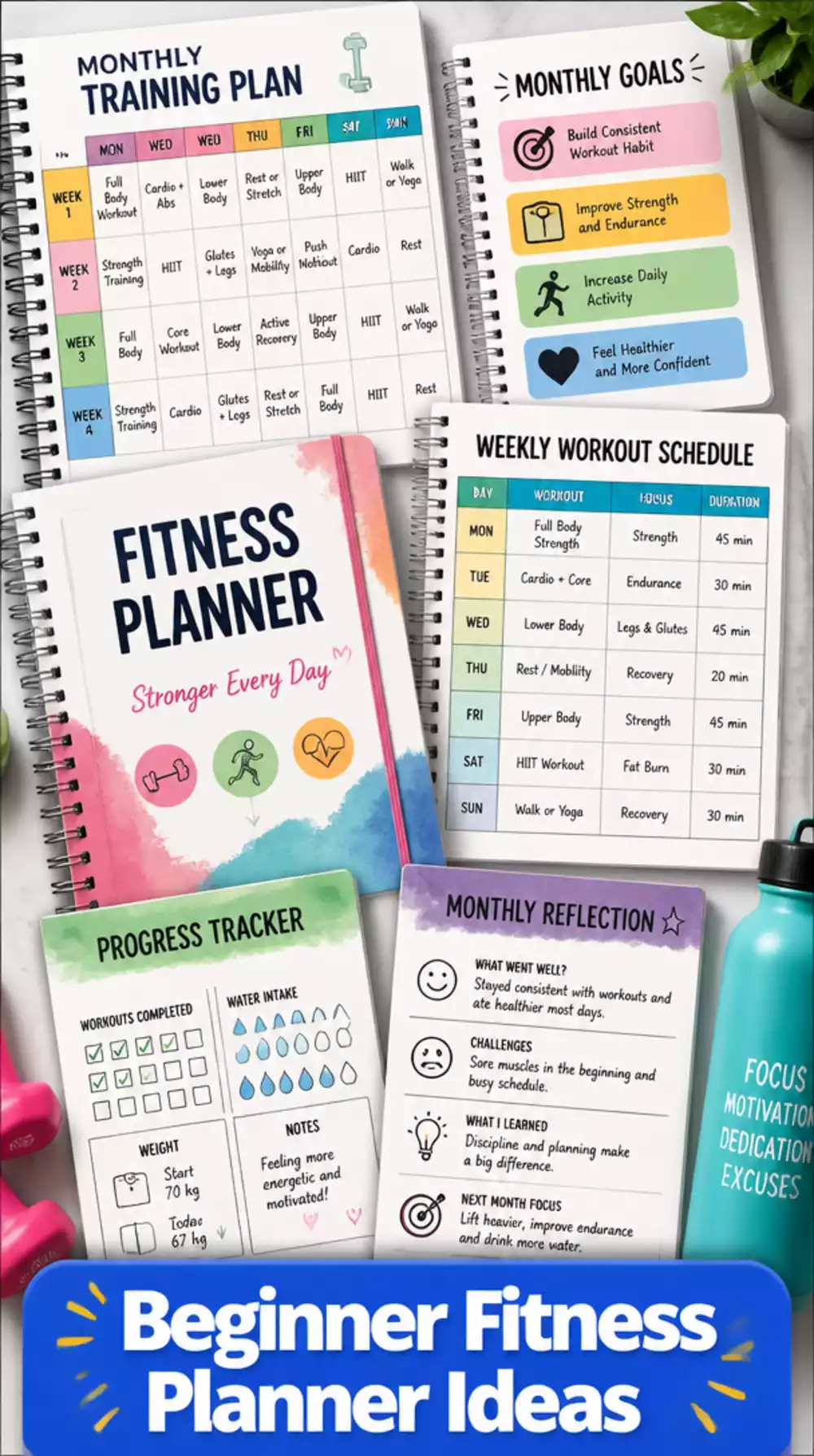 Beginner Fitness Planner That Lays Out a Full Month of Training Sessions