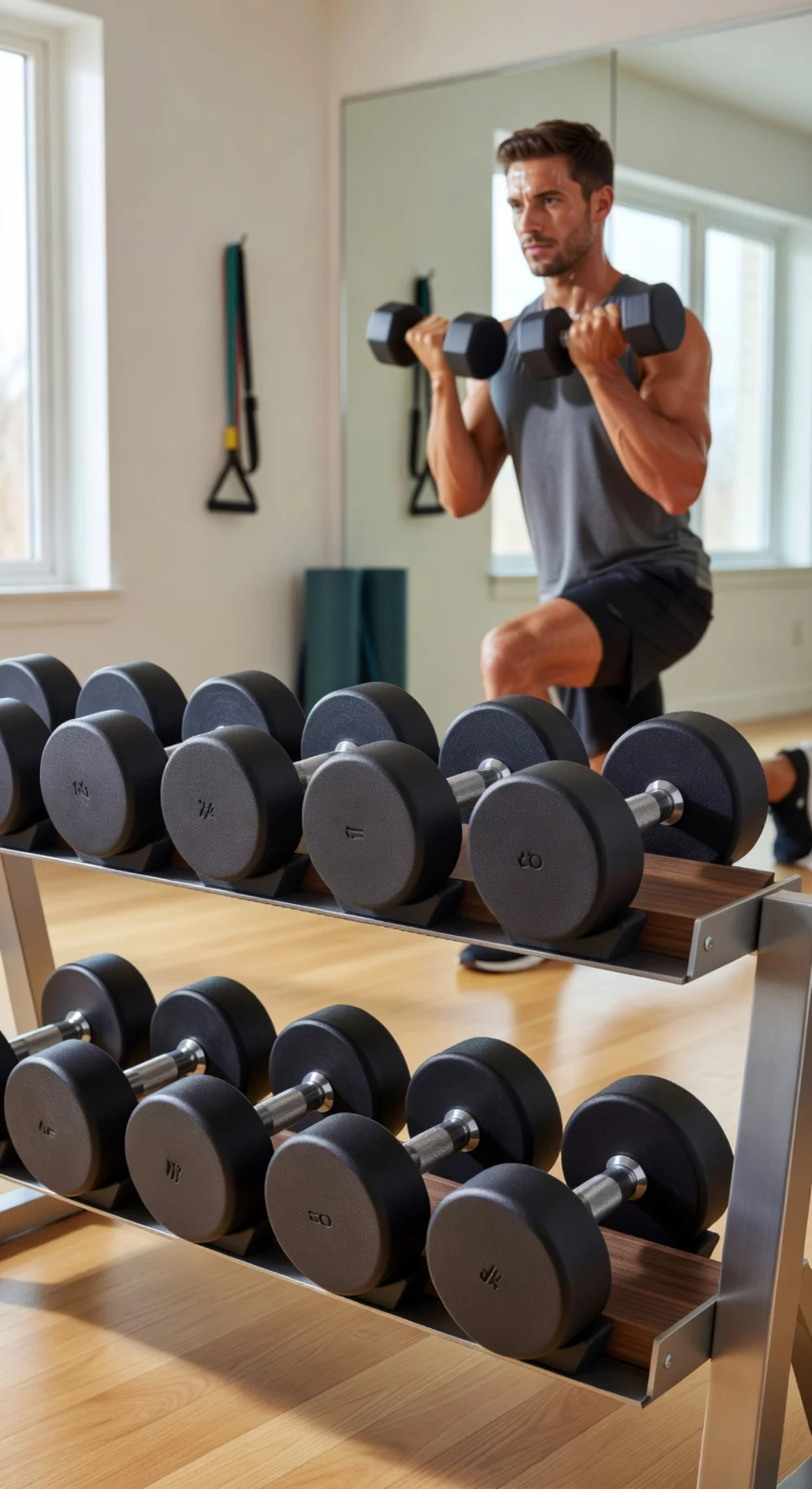 Rubber-Coated Dumbbell Set for Beginners That Protects Floor Surfaces