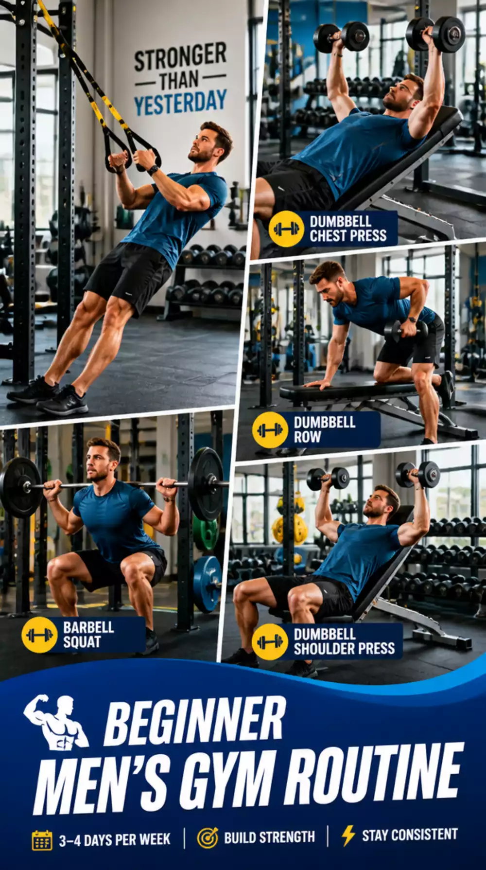 Beginner Men's Gym Routine That Covers Chest- Back- Arms- and Legs