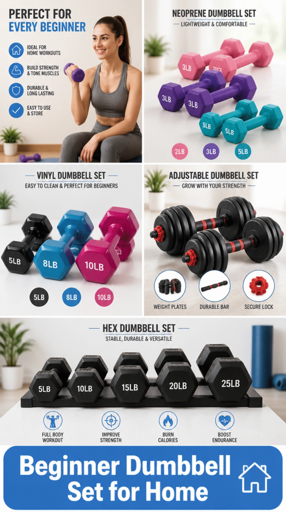 Beginner Dumbbell Set That Covers Every Upper Body Home Exercise