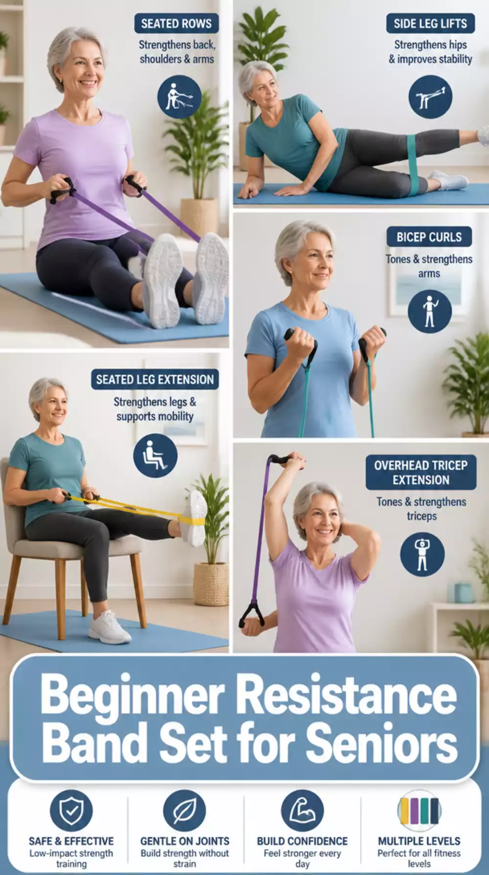 Beginner Resistance Band Set That Is Gentle Enough for Over-50 Joints