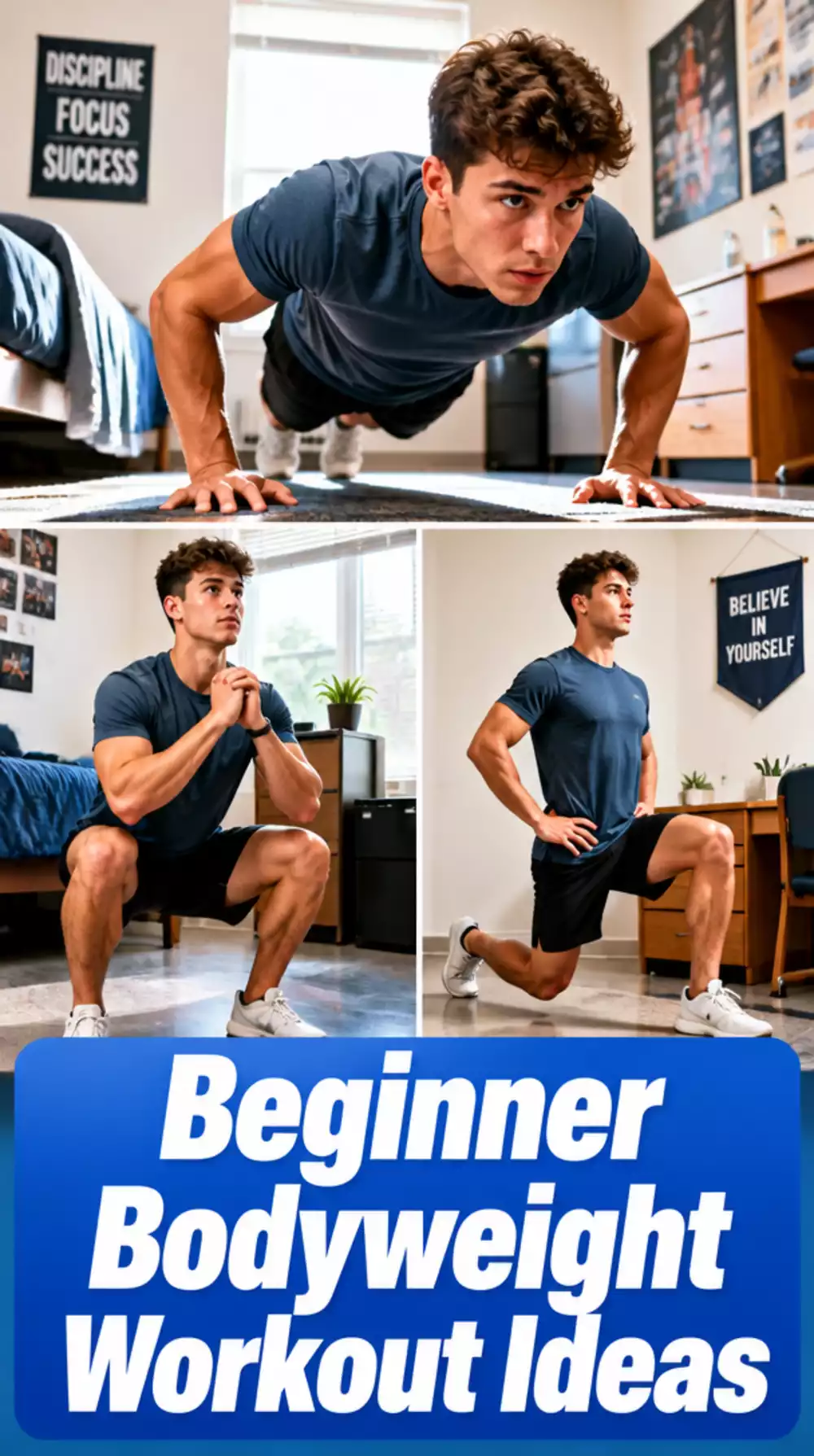 Beginner Bodyweight Workout for Students That Uses a Tiny Dorm Room Floor