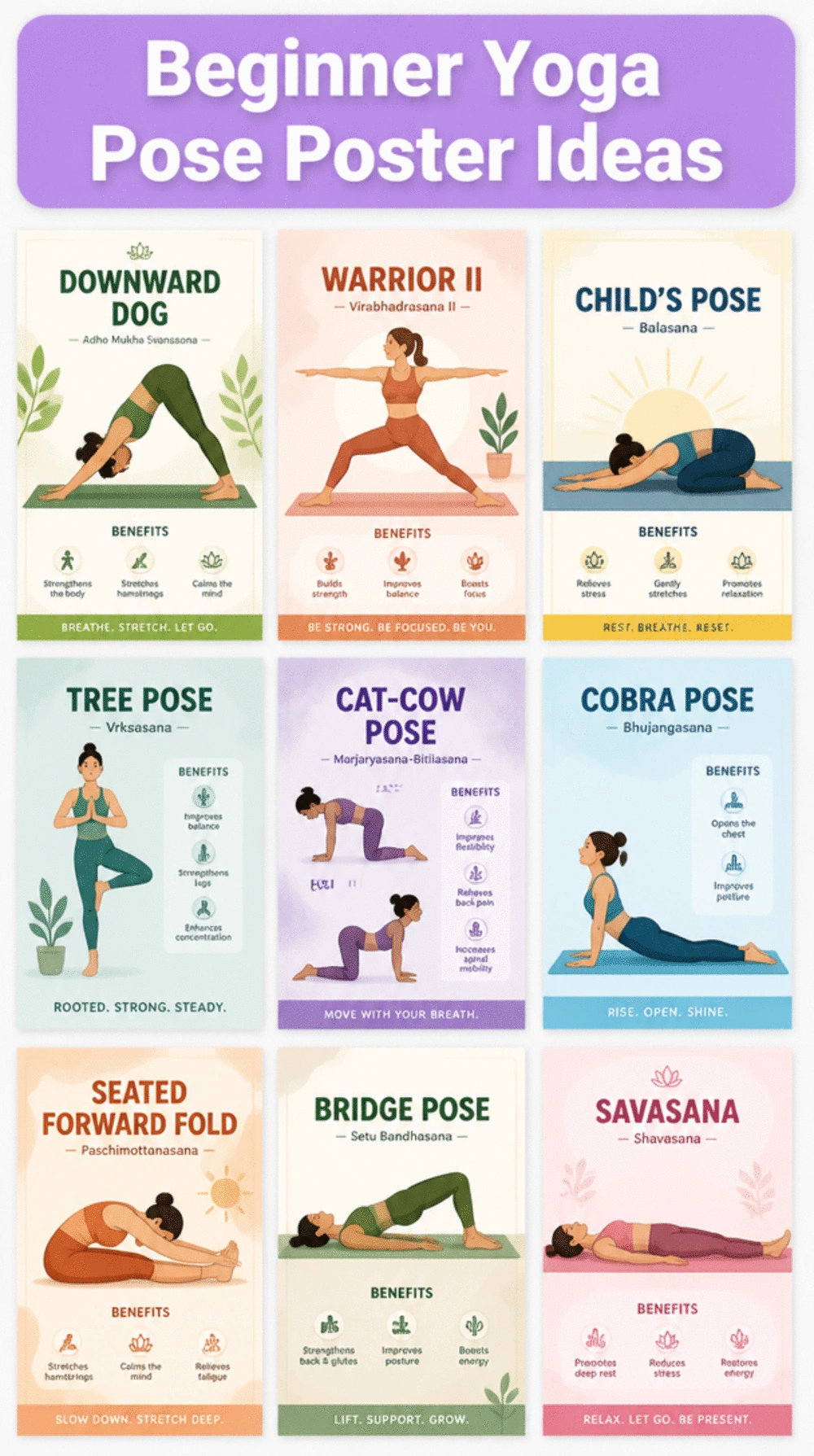 The Beginner Yoga Poster That Shows Every Foundational Pose Clearly