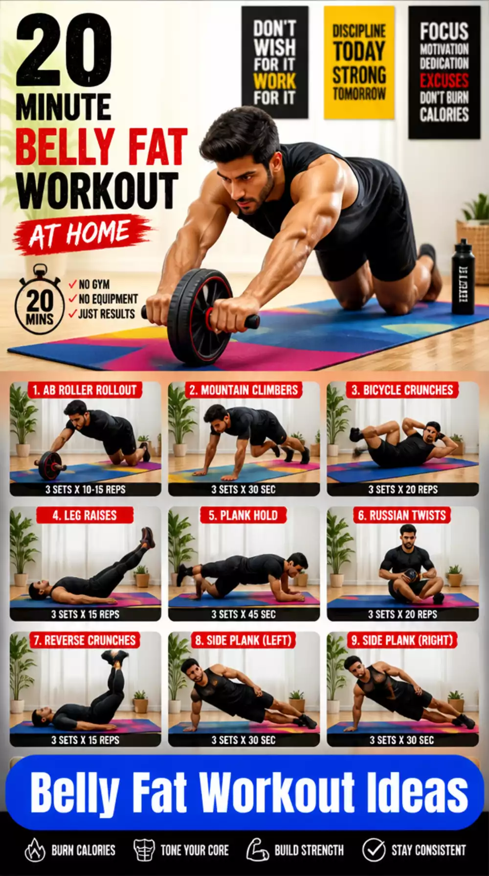 Beginner Men's Belly Fat Workout That Burns Calories in Twenty Minutes