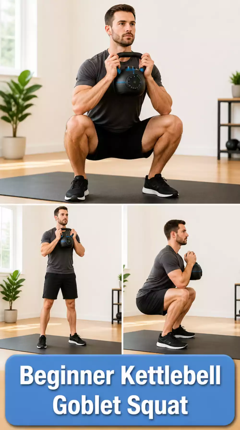 Beginner Kettlebell Goblet Squat That Teaches Squat Depth with Added Load