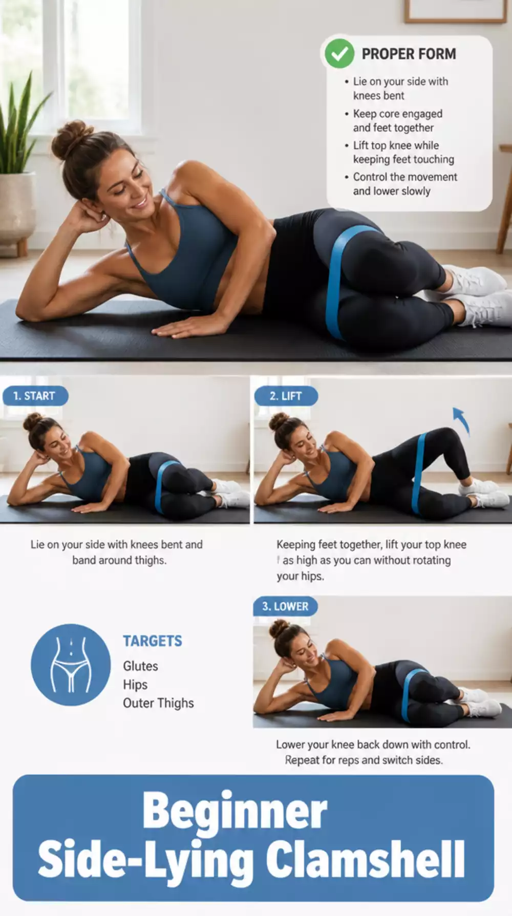 Beginner Side-Lying Clamshell That Strengthens Hip and Glute Together