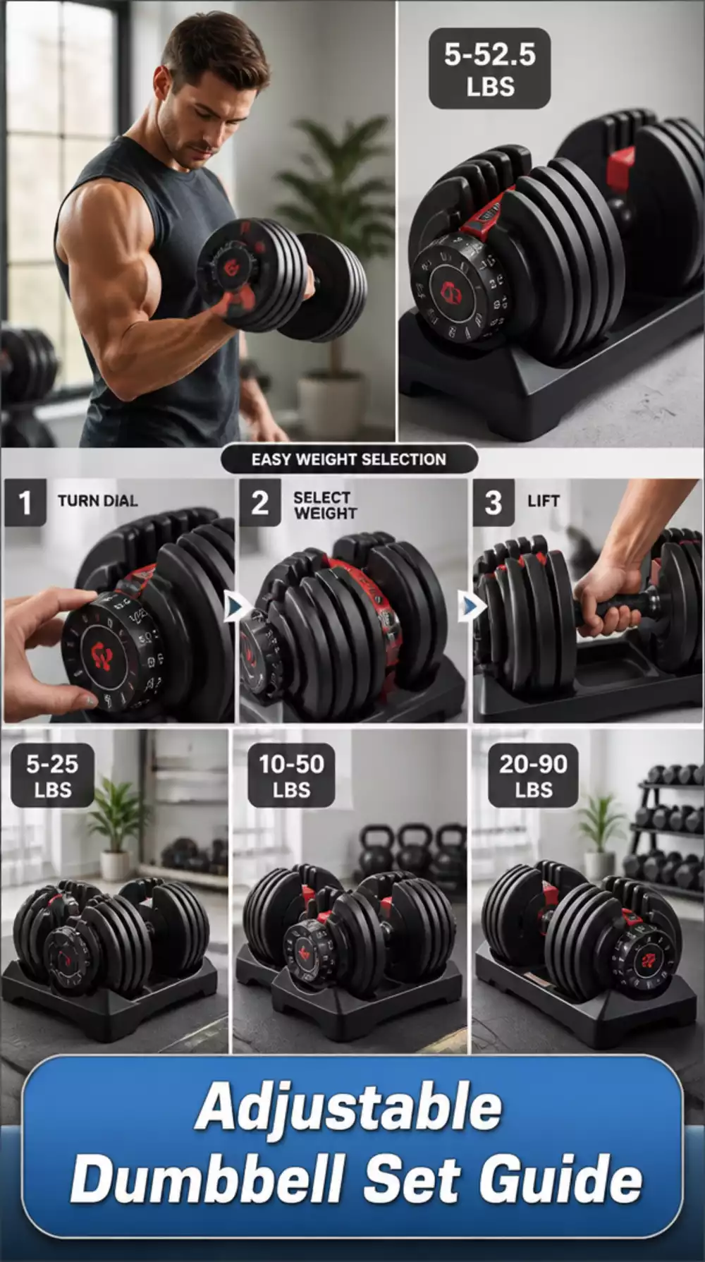 Adjustable Dumbbell Set That Grows with a Beginner Home Workout