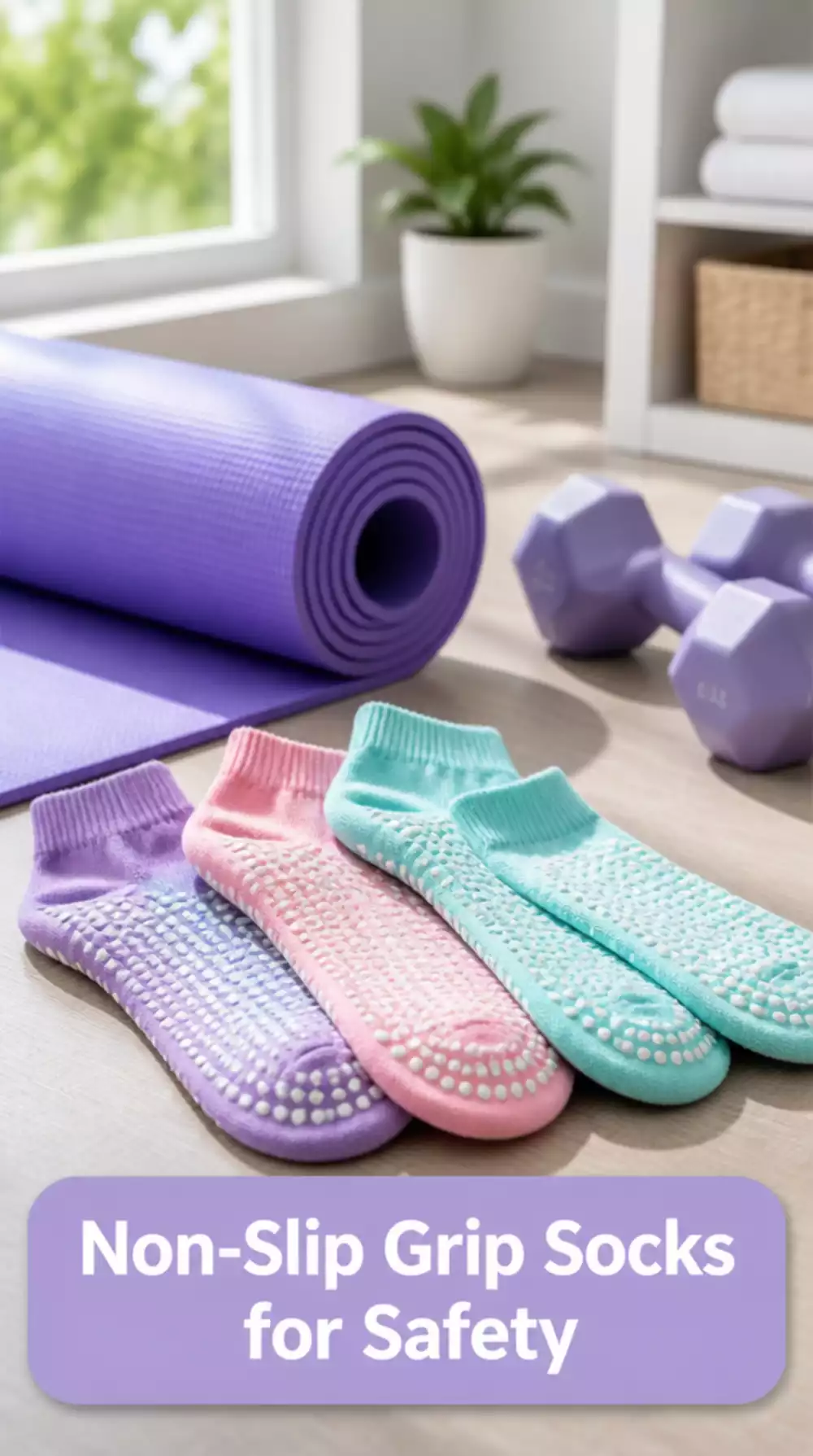 Non-Slip Grip Socks for Senior Beginners That Prevent Slipping During Exercise
