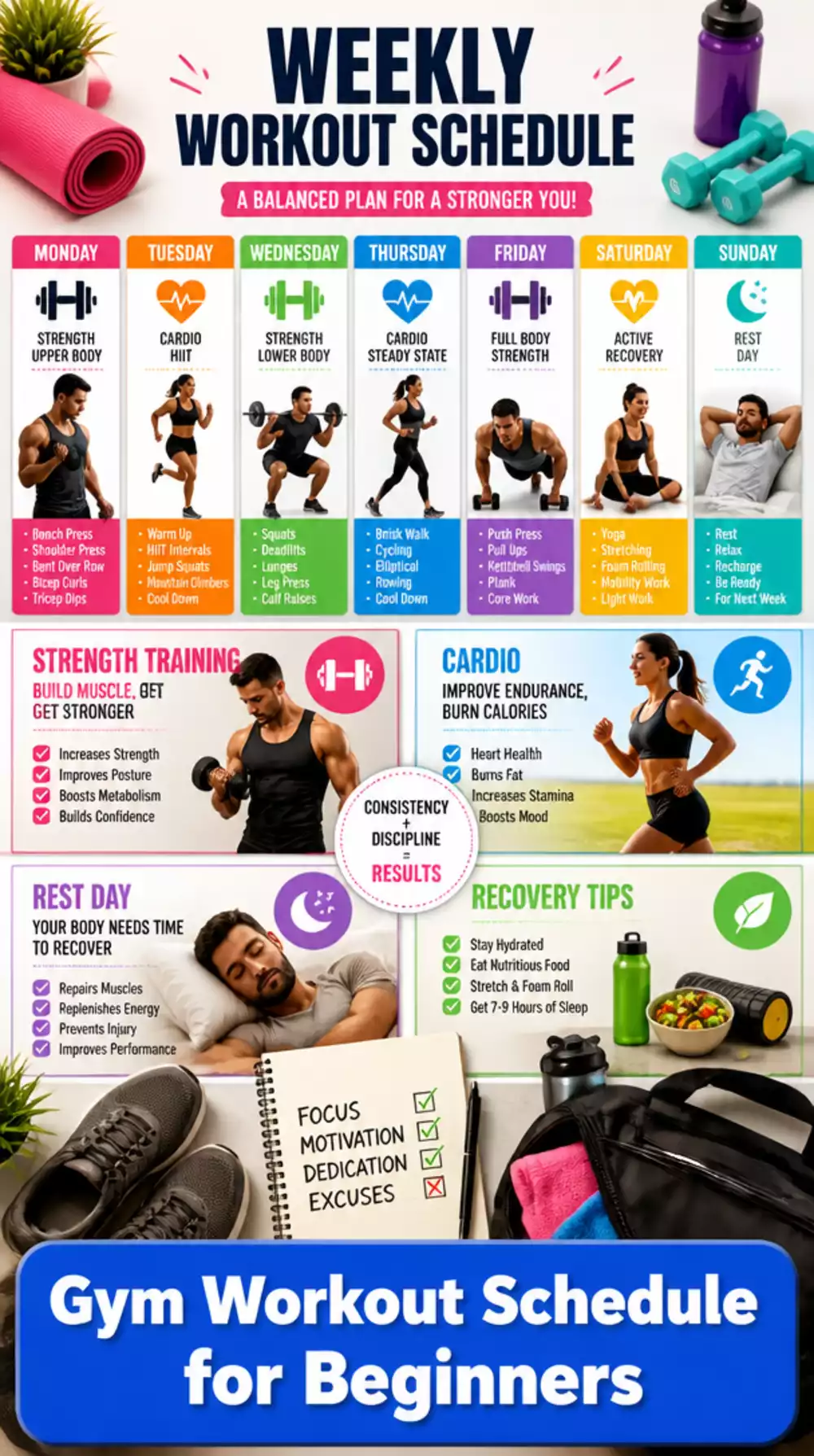 Gym Workout Schedule for Beginners That Prevents Overtraining