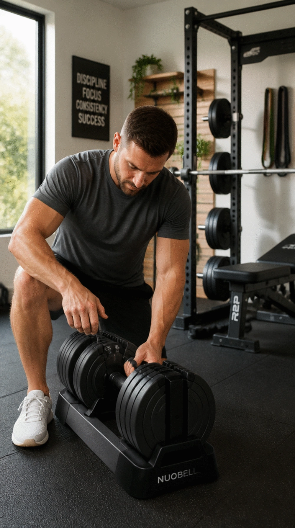 Adjustable Dumbbells for Beginners Doing a Full Body Home Session