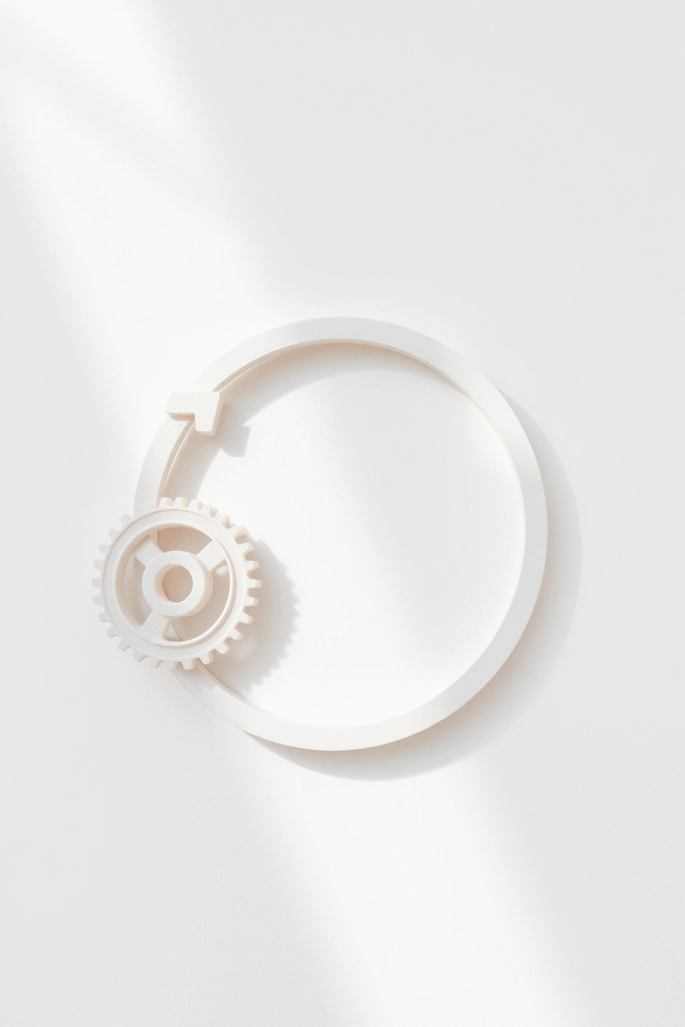 A visual representation of a positive feedback loop with gears turning, illustrating habit formation and progress.