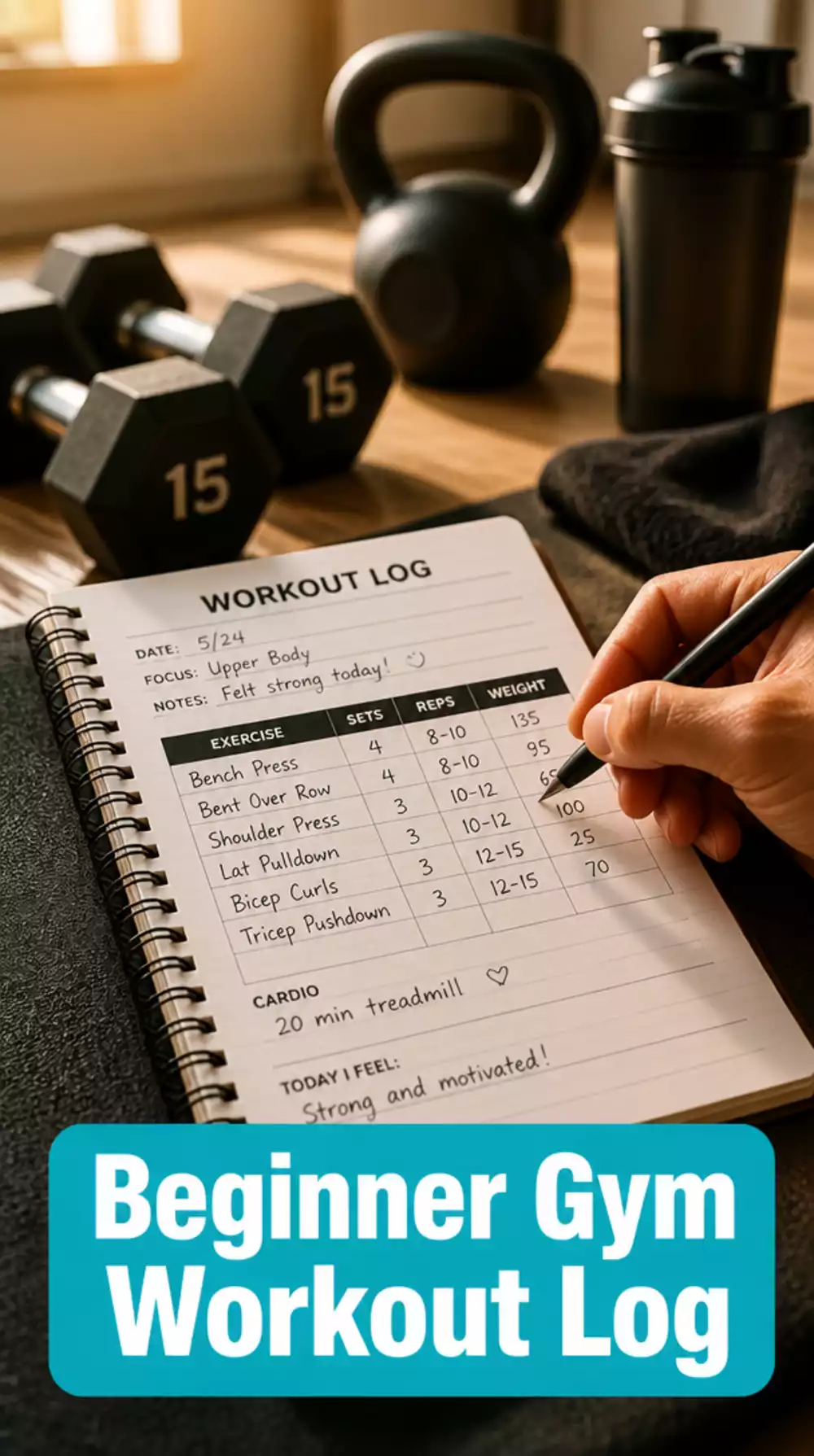 Beginner Gym Workout Log That Tracks Every Push-Pull-and Leg Session