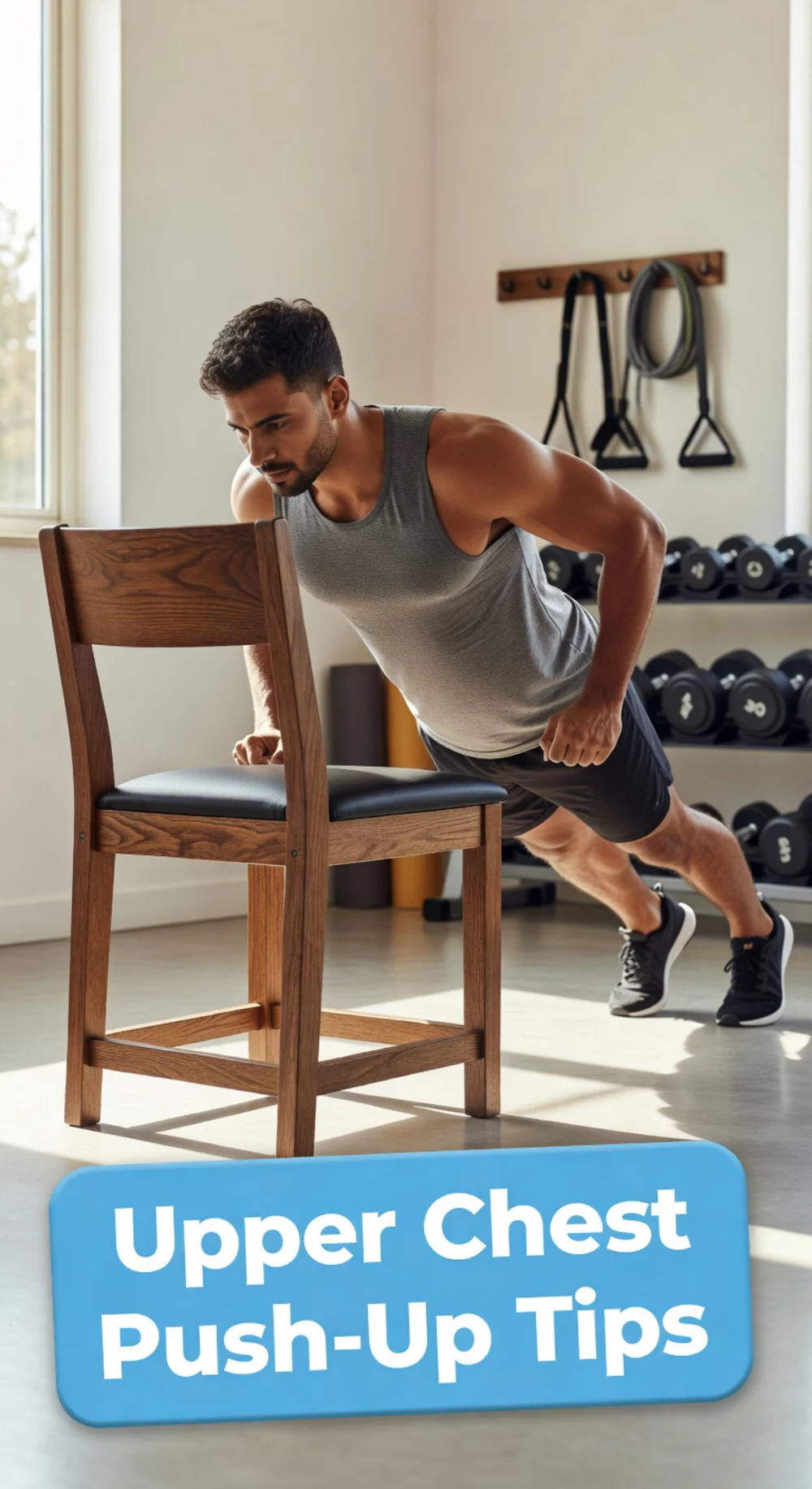 Beginner Incline Push-Up Using a Chair That Targets Upper Chest Muscles