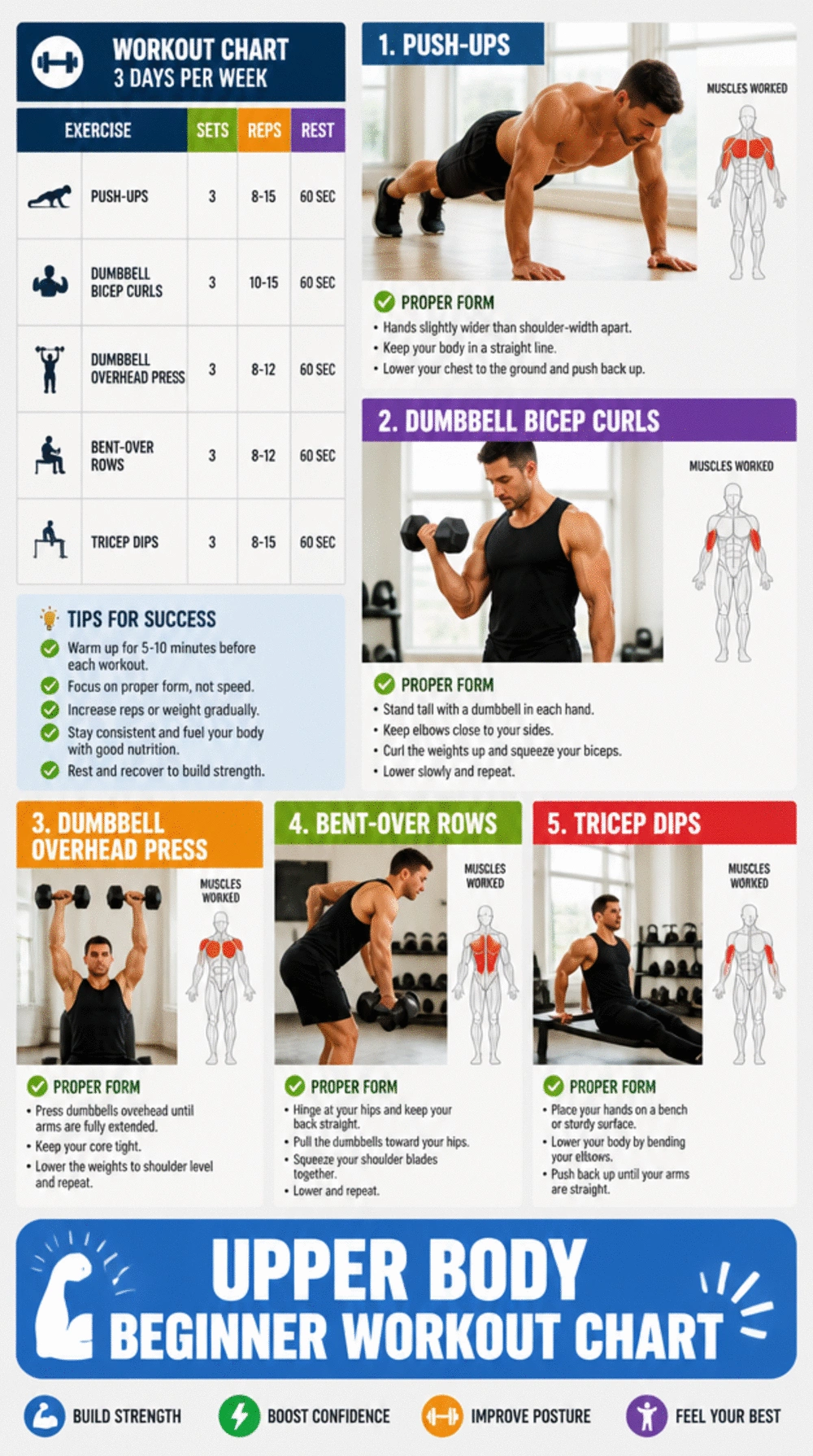The Upper Body Beginner Workout Chart That Plans Every Arm Session