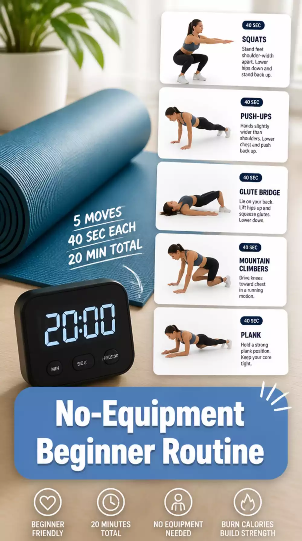 No-Equipment Beginner Routine That Fits in Twenty Minutes Daily