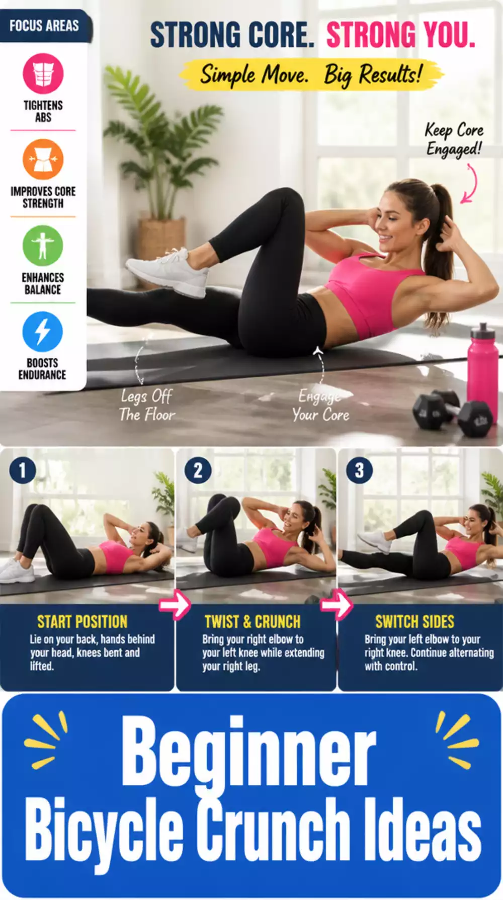 Beginner Bicycle Crunch That Works Obliques and Abs in Every Single Rep
