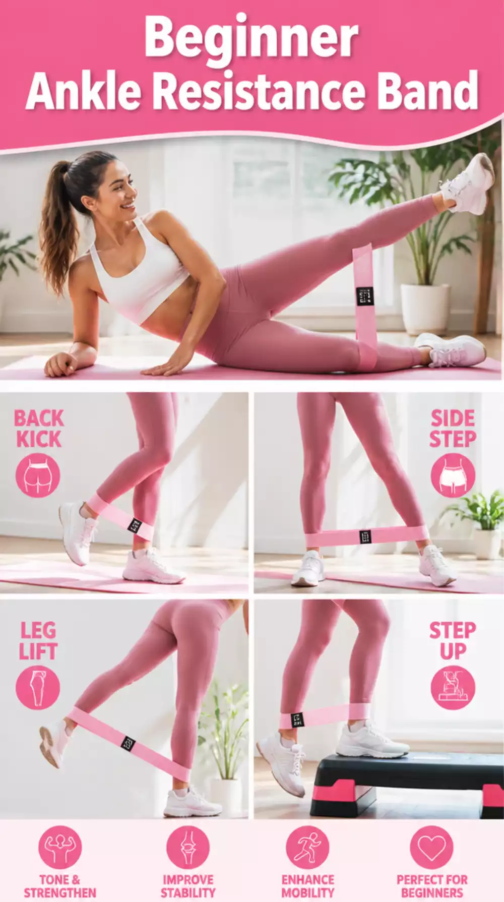 Beginner Ankle Resistance Band That Adds Tension to Home Leg Exercises