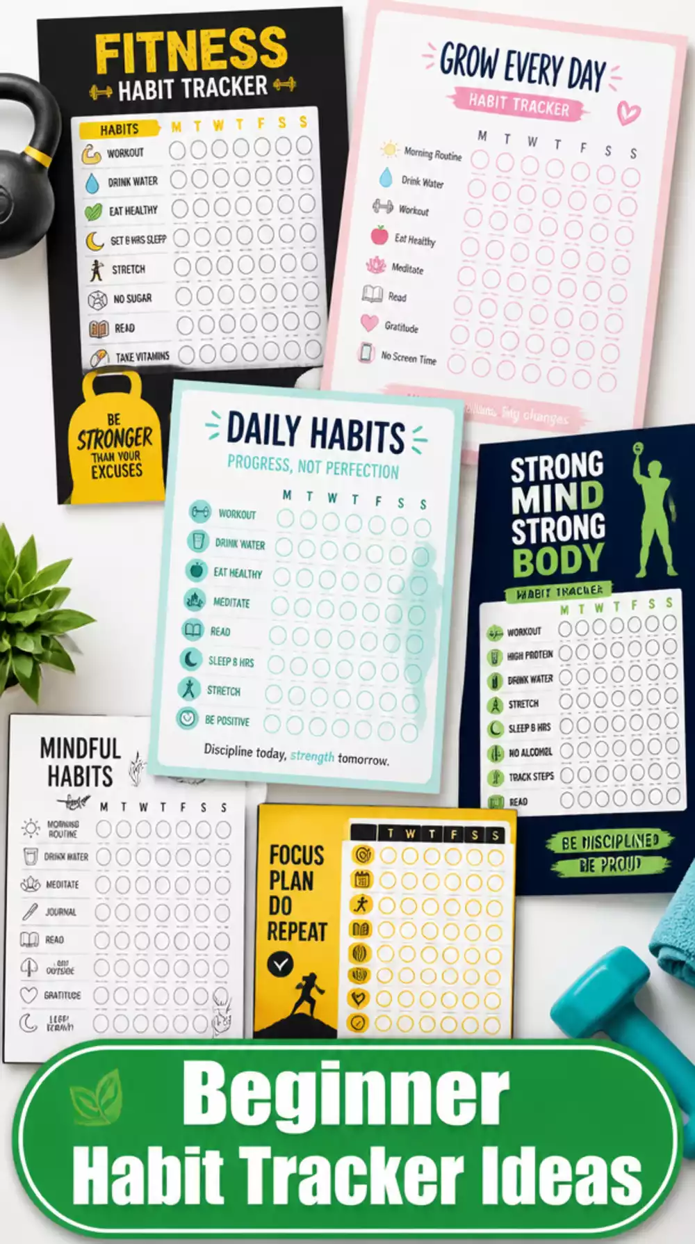 Beginner Habit Tracker Printable That Logs Every Completed Workout Session