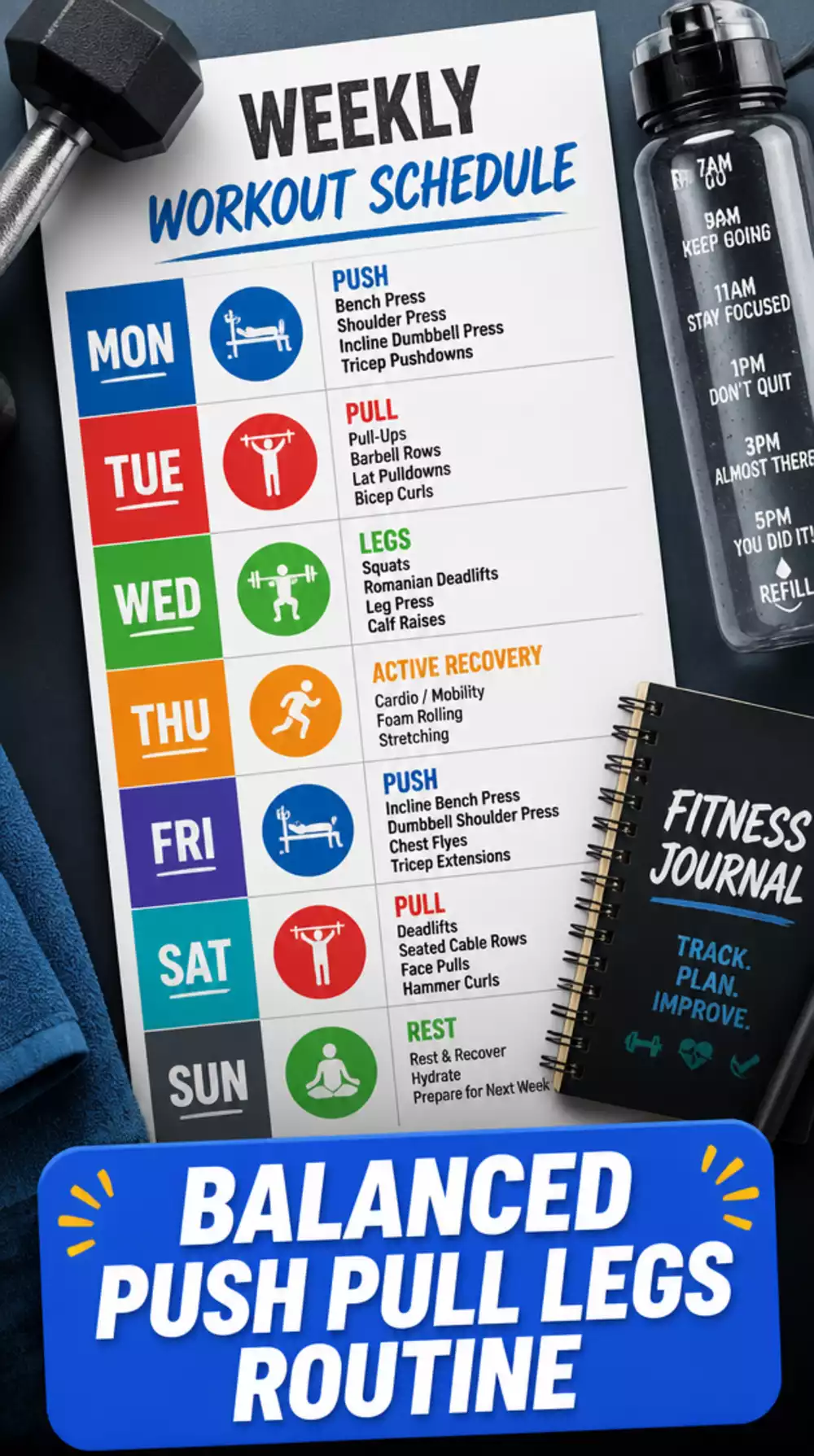 Push Pull Legs Beginner Weekly Split That Balances Training and Rest