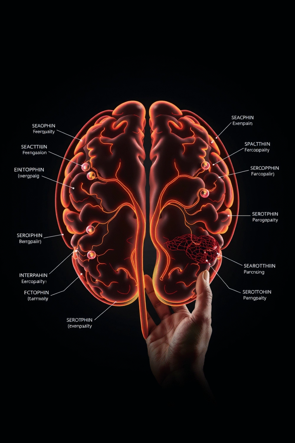 Scientific diagram illustrating the brain's neurochemical responses to physical exercise, showing endorphin and serotonin pathways.