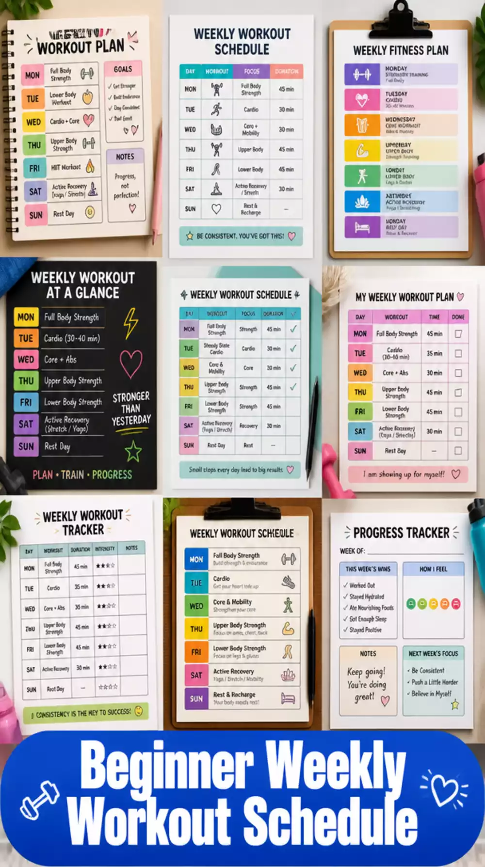 Beginner Weekly Workout Schedule Printable That Maps Out Every Training Day