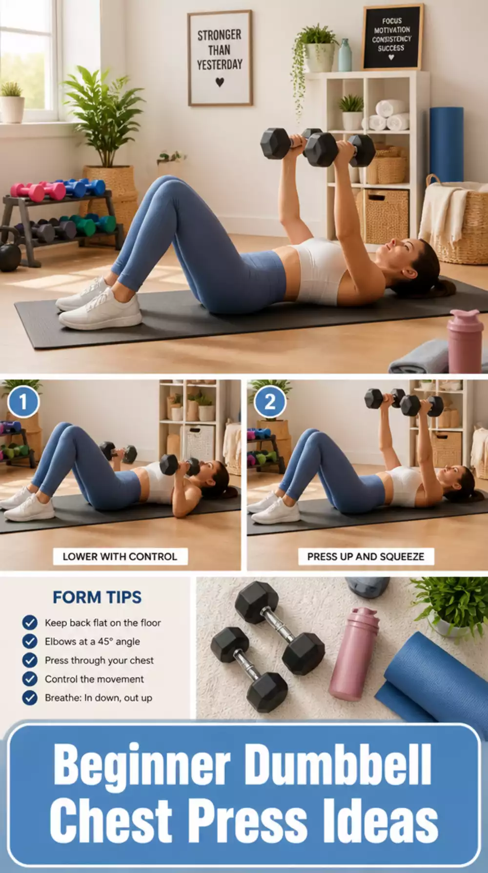 Beginner Dumbbell Chest Press on Floor That Replaces a Bench