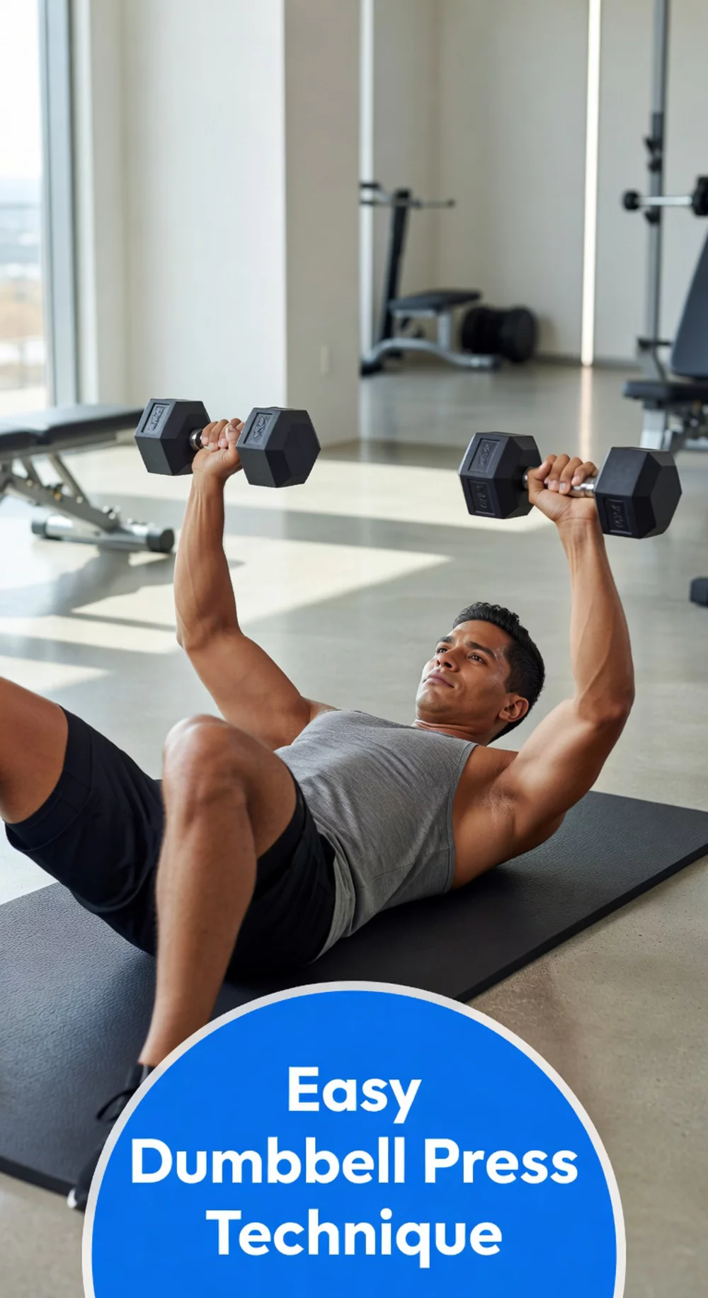 Beginner Dumbbell Chest Press on Floor That Replaces a Gym Bench