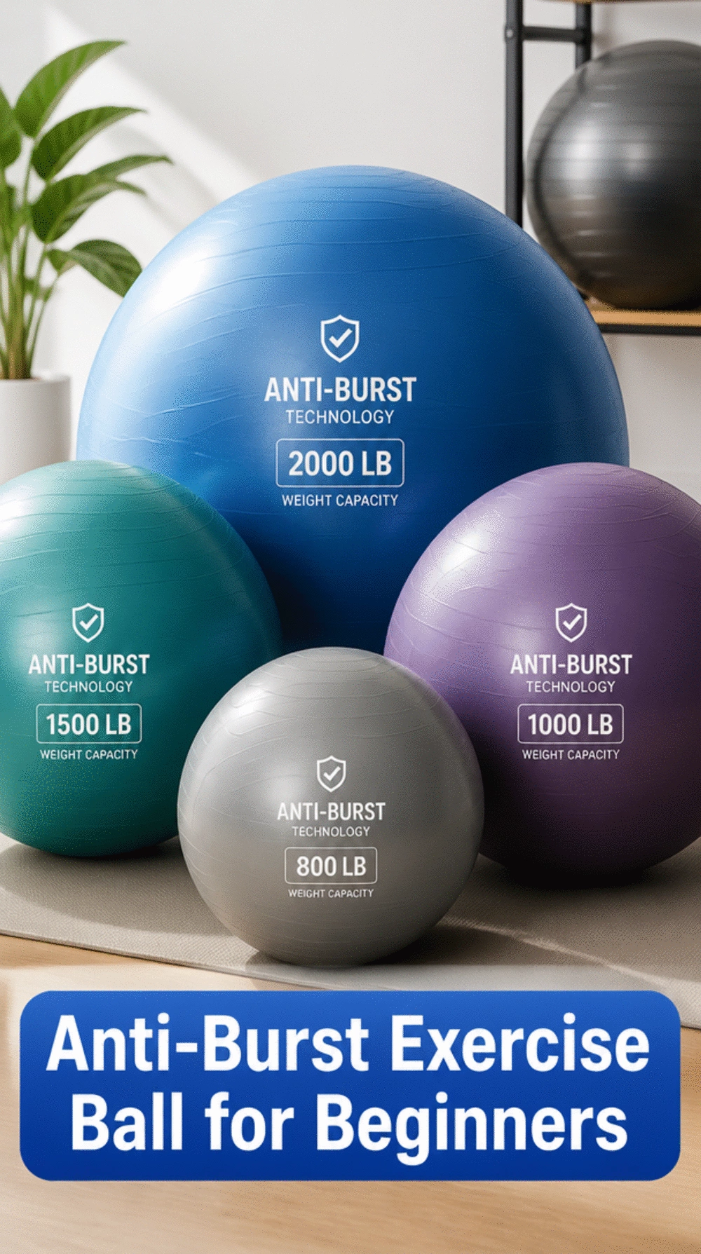 Anti-Burst Exercise Ball for Beginners That Supports Up to 300 Pounds Safely