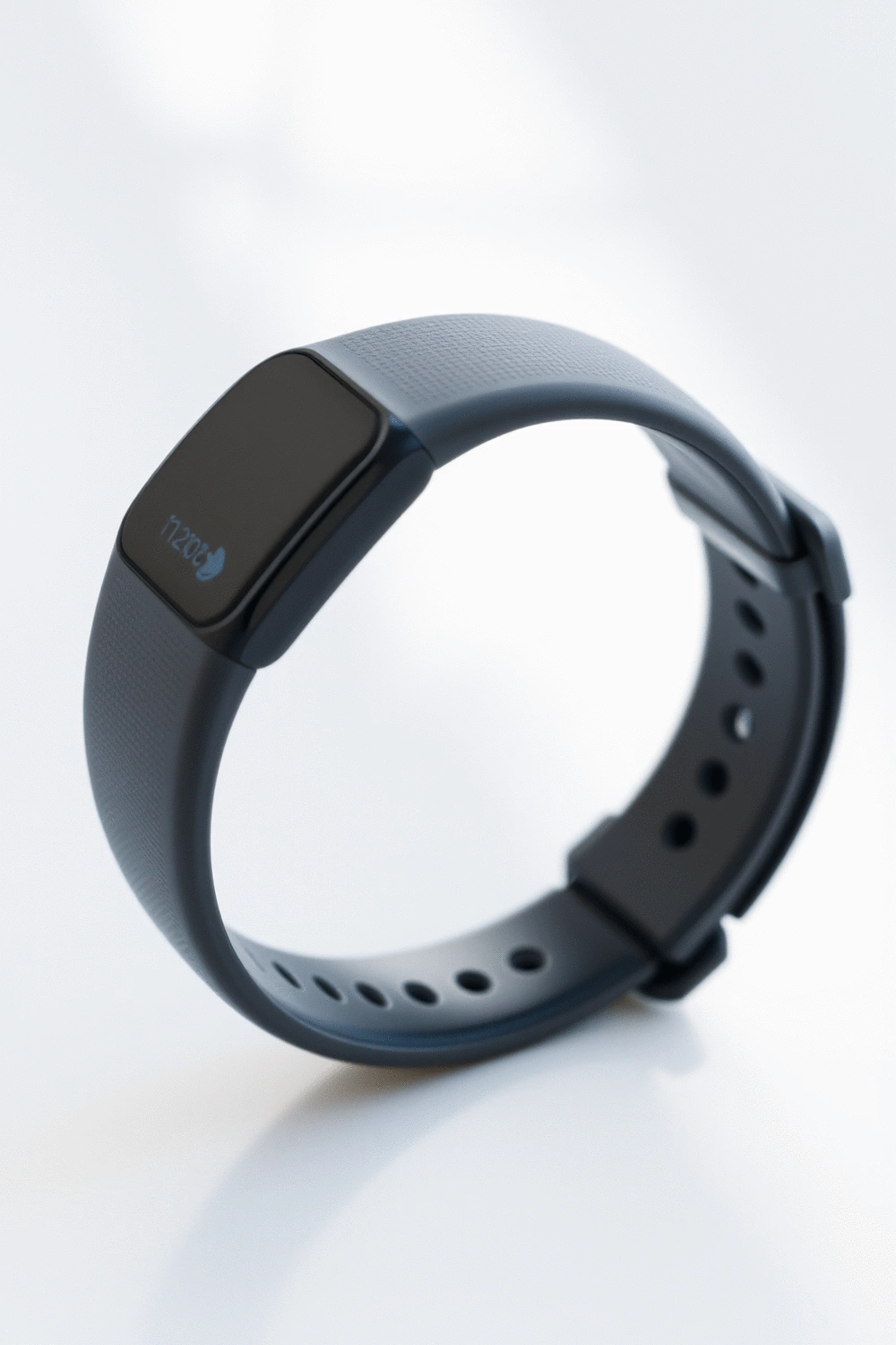Fitness tracker displaying a small achievement, like a completed workout or step goal, on a clean background.