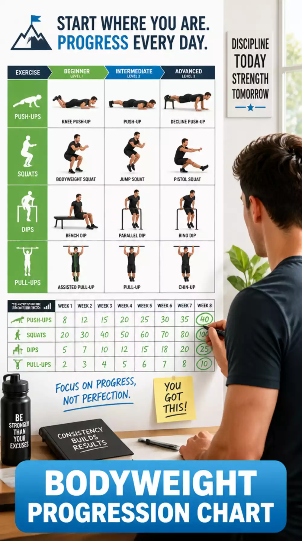 The Bodyweight Progression Chart That Shows Beginners What to Do Next