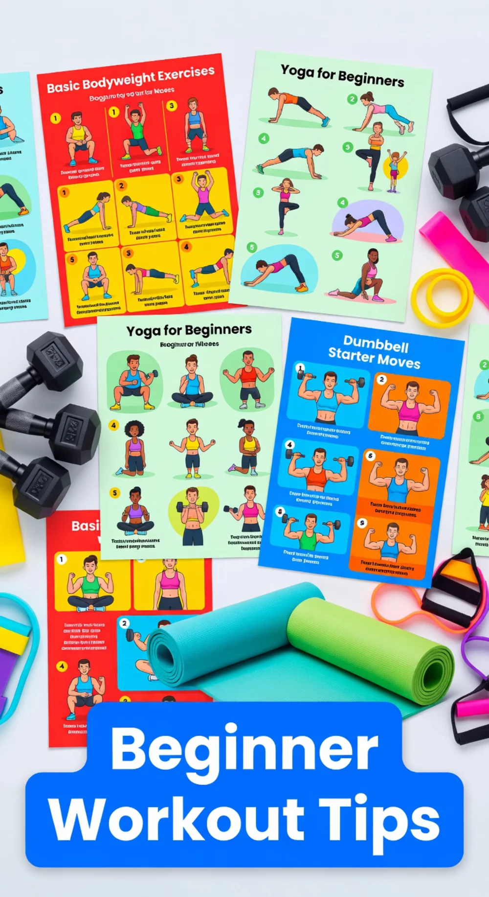 Beginner Workout Poster That Displays a Full Routine on Any Bedroom Wall